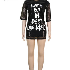 Sequin Letter T-Shirt Dress